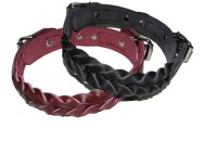 Weave leather dog collar