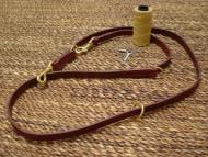 Training dog leash made of leather two length adjustable